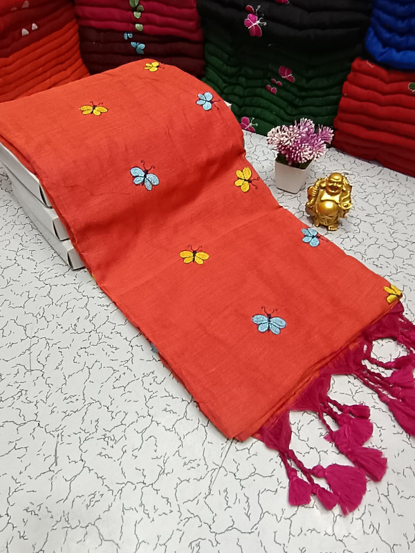 Khadi Butterfly Embroidery Sarees Khadi Butterfly Embroidery Sarees
